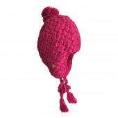 Bonnet péruvien tricot croisé fushia