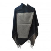 Poncho réversible bleu/gris foncé